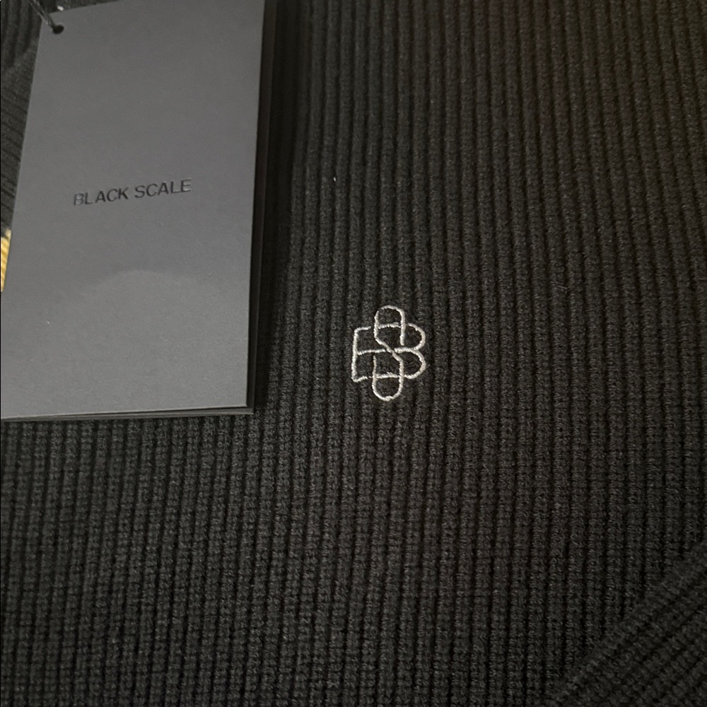 Black Scale Black V-Neck Sweater with Yellow Trim - Picture 3 of 16